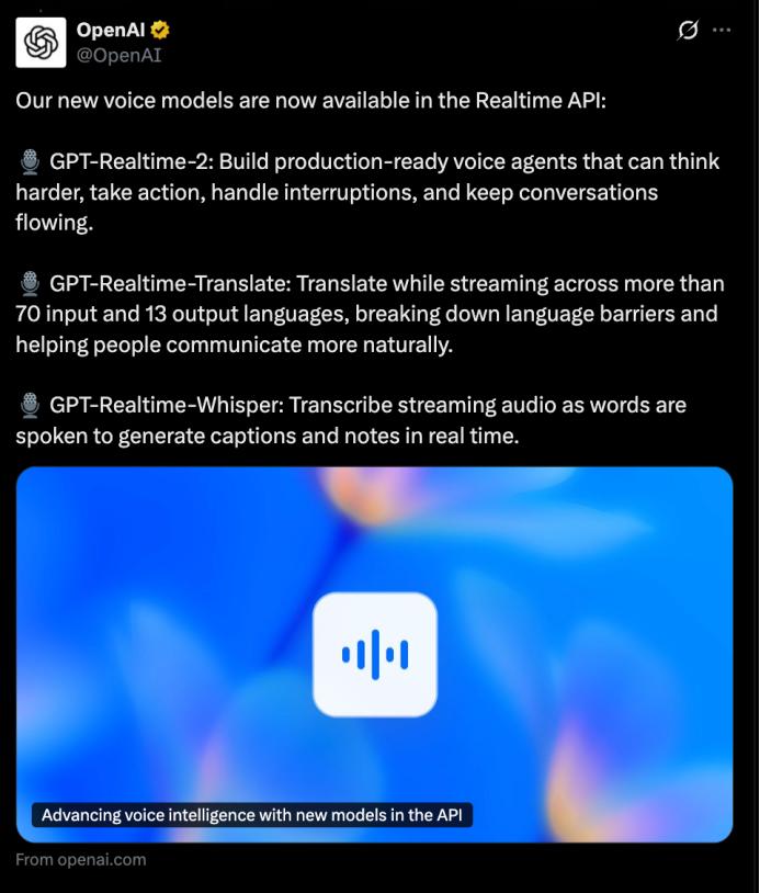 AI有嘴了，OpenAI 连发三语音模型
